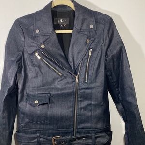 7 For All Mankind coated denim motorcycle jacket Small w/ stretch.Barely worn